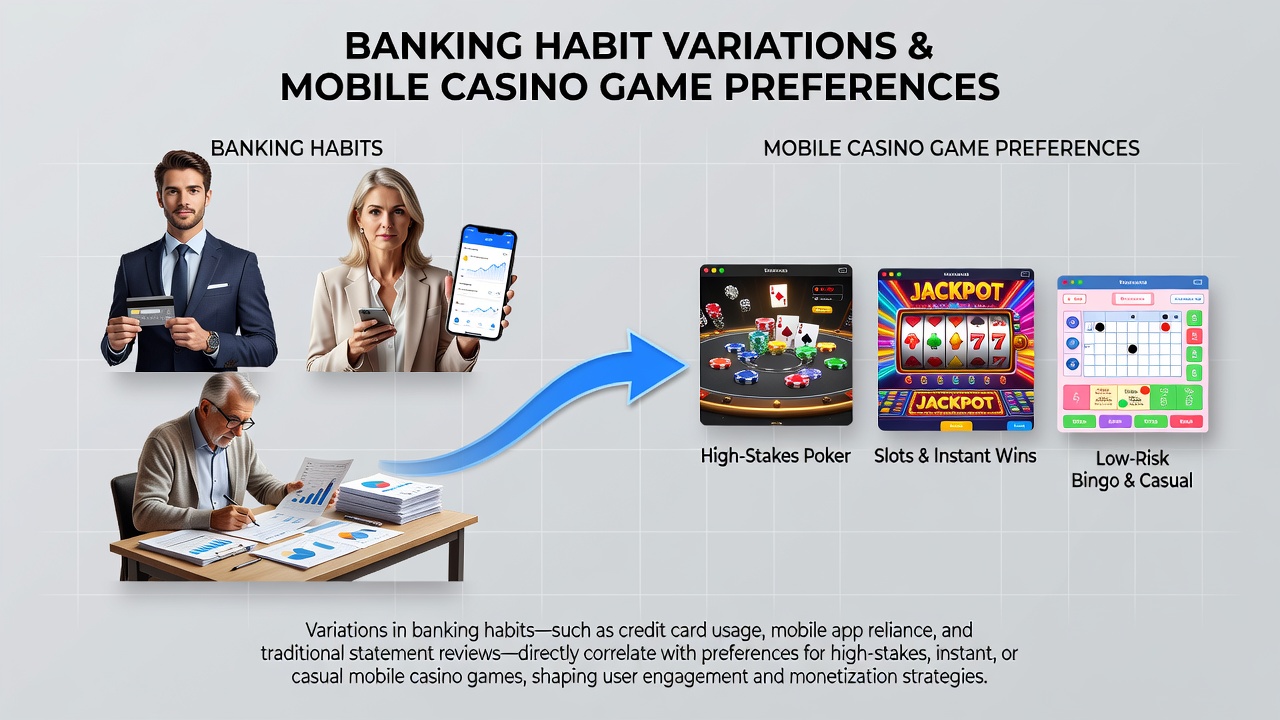 Chart displaying correlations between banking methods and preferences for slots versus live dealer games on mobile devices