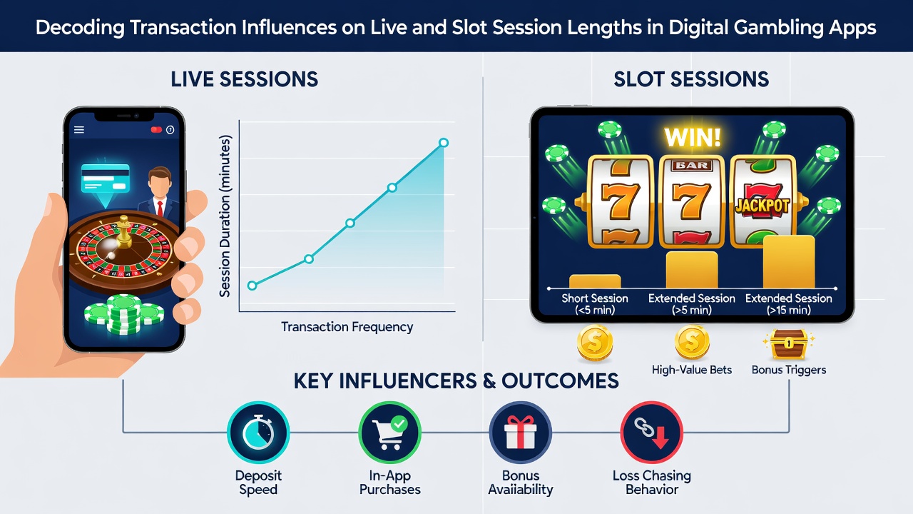 Charts displaying correlations between payment method choices and average session lengths for slots versus live dealer games