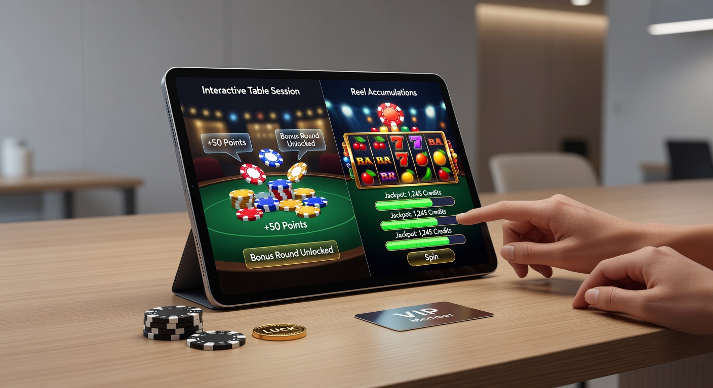 Mobile gambling interface displaying live table sessions alongside accumulating reel progress on a portable device