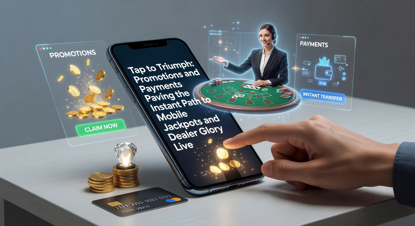 Mobile phone displaying a vibrant casino app with jackpot slots and live dealer tables, highlighting quick-tap payment icons and promotional banners